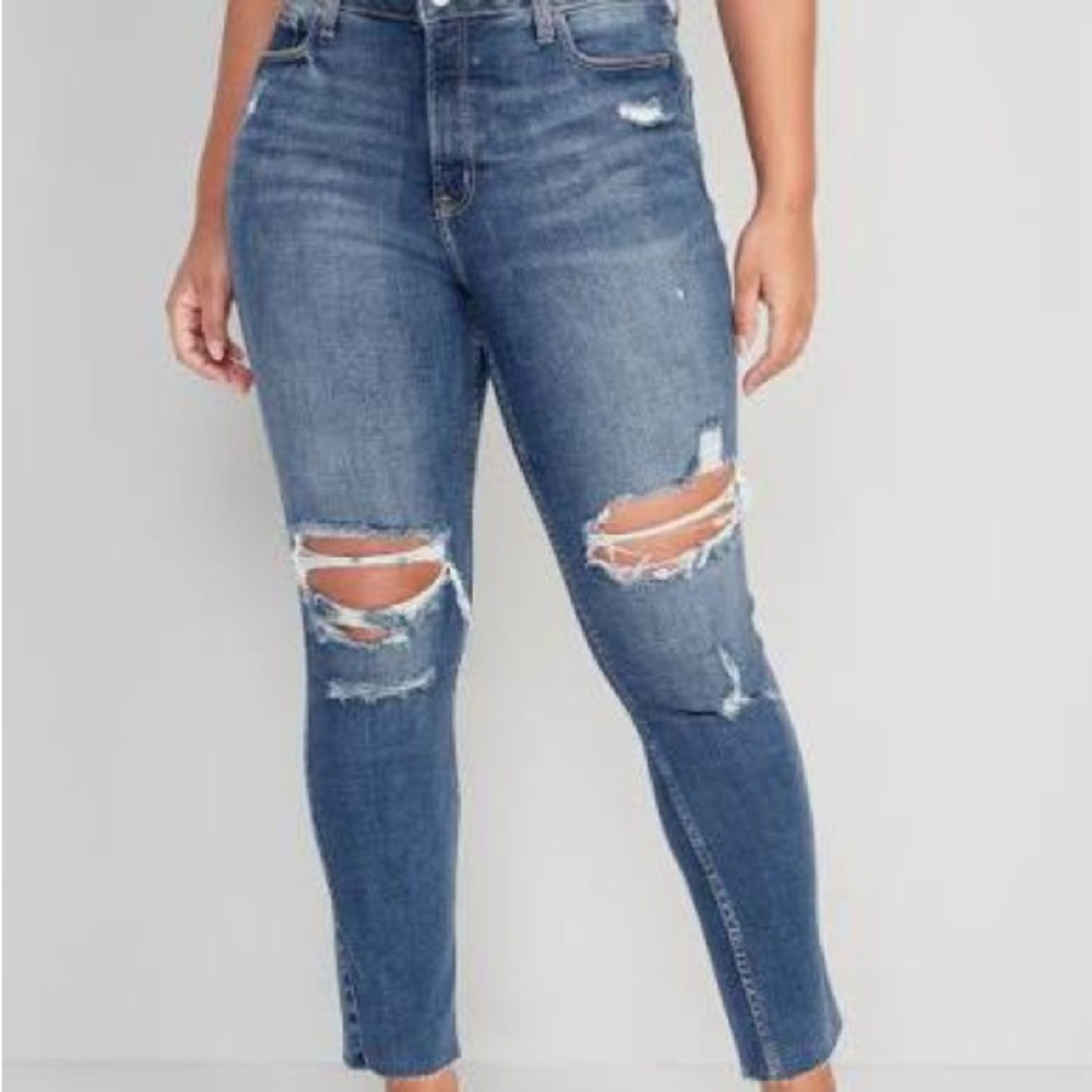 Old Navy Women's Ripped Blue Skinny Jeans